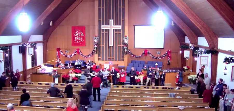 PVURC 2025 
Christmas Eve Candlelight Service - view of the sanctuary at the end of the service.